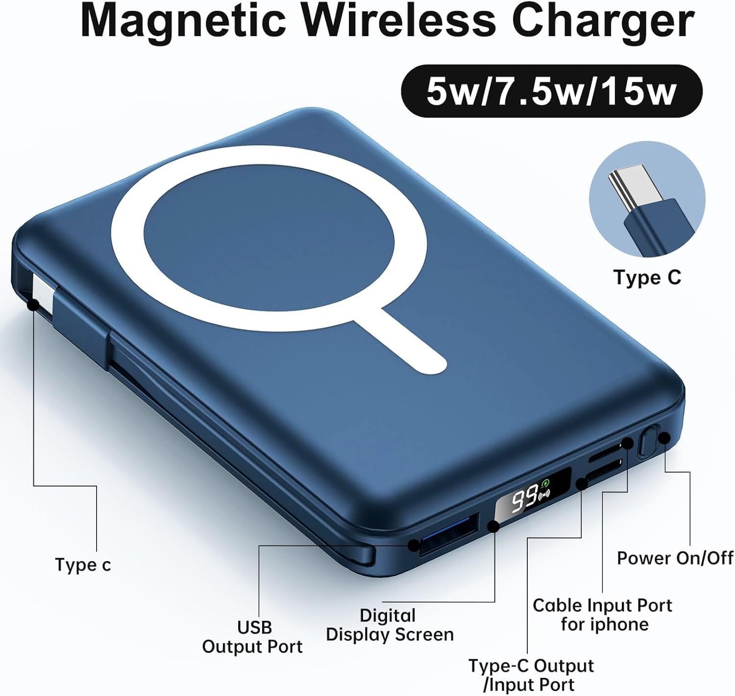 VoltAura MagCharge — Premium MagSafe Portable Power Bank